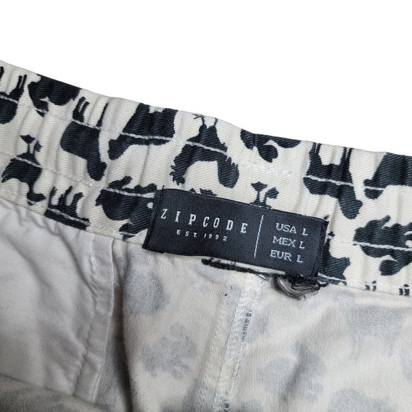 Zipcode Farm animals print Shorts cotton sheep, pig, duck, rabbit black white L - Picture 3 of 4